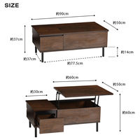 タマリビング リフティングテーブル 幅900×奥行500×高さ370～600mm ウォルナット 1台（直送品）