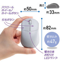 ナカバヤシ 無線静音 軽量ミニマウス 3ボタン BlueLED グレー MUS-RKT249GY 1個（直送品）