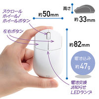 ナカバヤシ 無線静音 軽量ミニマウス 3ボタン BlueLED ホワイト MUS-RKT249W 1個（直送品）