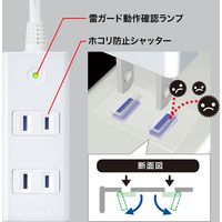 延長コード 電源タップ 2m 2P（ピン） 3個口 マグネット ホワイト TAP-SP2113MG-2WN サンワサプライ 1個