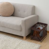 YAMAZEN 【荷物置き】メッシュバスケット S 折りたたみ ブラウン HTB-S(BR) 1個