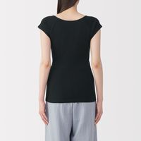 無印良品 レディース 婦人 フライス編みフレンチスリーブＴシャツ 婦人Ｍ 黒 良品計画