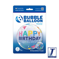 490mmバブルバルーンBIRTHDAY RAINBOW TRIANGLES 0201444014 1セット(10枚入)（直送品）