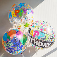 490mmのバブルバルーン00008: BIRTHDAY BLACK BAND 0201444006 1セット(10枚入)（直送品）