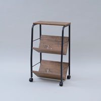 YAMAZEN ファイルワゴン 収納ラック 2段 上棚付き 木製棚 A4対応 キャスター付き MFRW-W2T(ABR/SBK) 1台（直送品）