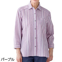 ケアファッション 7分袖スナップ釦ブラウス オレンジ M~L W0182165921 1着（直送品）