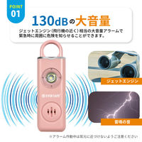 防犯ブザー スクエア ピンク 2個 防犯グッズ LEDライト 130dB 大音量 防犯対策 充電式 PB04 EVERSAFE（直送品）