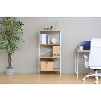 YAMAZEN スチール収納ラック 木製棚板 4段 アイアンラック スチールラック RAR-12604(NA/SWH) 1台（直送品）