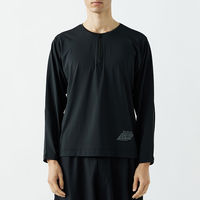 おたふく手袋 BT ゆったりストレッチ冷感 ロングスリーブ ハーフジップ クルーネックシャツ ブラック Sサイズ JW-743 1枚（直送品）