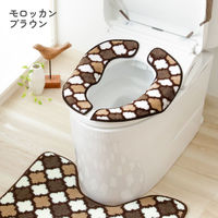 カキウチ 便座カバー フンワリッチ便座マット モロッカン U型 O型 兼用 ブラウン 482438 1個（直送品）