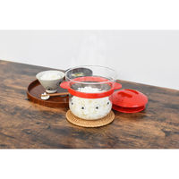 逸品社 電子レンジ用炊飯器 1~2合 ぎゅっとおにぎりさん ガラスのレンジご飯釜 レッド 490879 1個（直送品）
