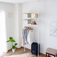 平安伸銅工業 突っ張り ハンガーラック 2段棚付 幅68-96cm 工具不要 492845 1個（直送品）