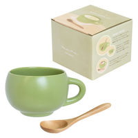 逸品社 スープカップ スプーン付き 300ml maru 陶磁器 ライトグリーン 496423 1個（直送品）