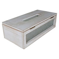 アビテ ティッシュケース フローラティッシュケース 木製 ガラス ホワイト 495605 1個（直送品）