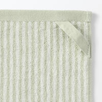無印良品 ふっくらパイルハンドタオルループ付き（柄） ３４×３５ｃｍ グリーンストライプ 良品計画