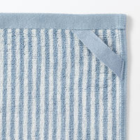 無印良品 ふっくらパイルハンドタオルループ付き（柄） ３４×３５ｃｍ ブルーストライプ 良品計画