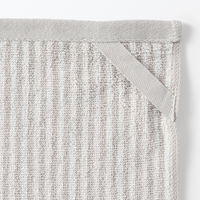 無印良品 ふっくらパイルハンドタオルループ付き（柄） ３４×３５ｃｍ ライトグレーストライプ 良品計画