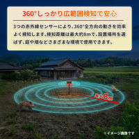 ソーラー赤外線センサーアラーム 2個セット 防犯アラーム 人感センサー ソーラー 防獣 防犯 害獣撃退器 SSA01 EVERSAFE（直送品）