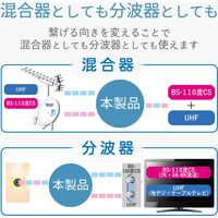 DXアンテナ 混合 分波器 UHF/CS・BS 2K 4K 8K対応 金メッキプラグ 屋内用 ホワイト MBURS(B) 1個
