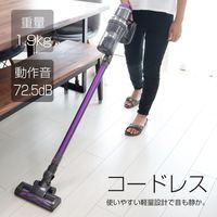 SIS コードレスサイクロンスティッククリーナー パープル お手入れ簡単 軽量 パワフル ハンディ 2WAY LED付き MD-1903-PR 1台