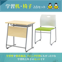 Netforce ネットフォース 学習机+チェアセット 【チェア】ラップ デスク：ナチュラル、チェア：ホワイト×ネイビー 1セット（直送品）