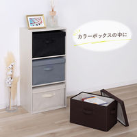 アストロ 収納ボックス ブラウン フタつき 3個組 606-83 1セット(3個)（直送品）