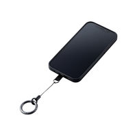 スマホアクセサリ 外付ストラップホール フィンガーリング カラビナ ブラック P-STHFINBK エレコム 1個