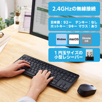 ワイヤレスキーボード 無線(2.4GHz) コンパクト マウス付き 静音 抗菌 TK-FDM115SKMBK エレコム 1個