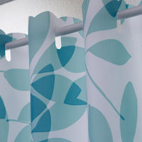 ユニベール カフェカーテン ハッスイリーフ 1450×450mm  ブルー 1枚（直送品）