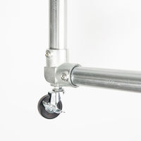 グリーンクロス 単管用ジョイント金具 Sタイプ 小キャスター付き エルボ型 S-14-2L-65-T 1個（直送品）