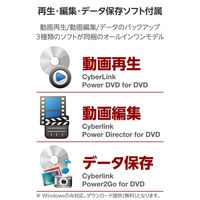 DVDドライブ 外付け 再生・編集・書き込みソフト一式 M-DISC対応 ホワイト LDR-PMM8U2VWH ロジテック 1個（直送品）