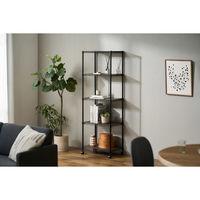 アイリスオーヤマ カラーメタルラック ウッドボード付き 幅550×奥行350×高さ1630mm ブラック 1台（直送品）