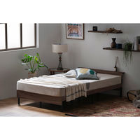 アイリスオーヤマ ウッドスチールベッド 宮付き 幅1200×奥行2047×高さ541ｍｍ ブラック/ウォールナット 1台（直送品）