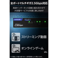 2.5G スイッチングハブ 5ポート 全ポート2.5Gbps対応 静音ファンレス ブラック EHC-LQ01-5 エレコム 1個（直送品）