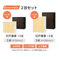 Netforce イーセンブリー 引戸書庫 2台セット 2段×3段 シリンダー錠 幅800mm ダークブラウン 1セット（2台入）（直送品）