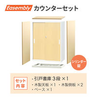 Netforce イーセンブリー 引戸書庫1台+天板1枚+側板2枚 3段 シリンダー錠 ベース付 ウォールナット 1セット（直送品）