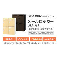 Netforce イーセンブリー メールロッカー 4人用 ダイヤル錠 幅800mm スチール 木目 ナチュラル 1台（直送品）