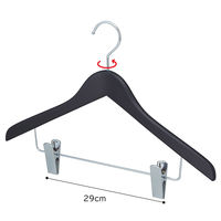 【10本】木製コーディネートハンガー ブラック(メープル) ボトム下型クリップ付 6535-18102 1セット(10本)（直送品）