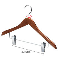 【10本】木製コーディネートハンガー ブラウン(メープル) ボトム下型クリップ付 6535-18216 1セット(10本)（直送品）
