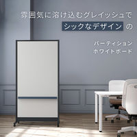 【組立設置込】プラス パーティションホワイトボード グレイッシュ ブラックフレーム ネイビートレイ 1台（直送品）