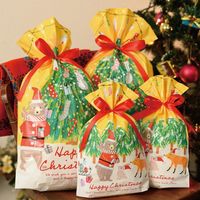 ヘッズ クリスマスベアラーリボン付PEギフトバッグ-M 100枚(20枚×5) XBR-RBM 1セット(100枚入)（直送品）