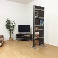 【軒先渡し】日本住器工業 キャスター付き マガジン収納パーテーション PS-600CPM 600×450×1880mm ブラウン 1台（直送品）