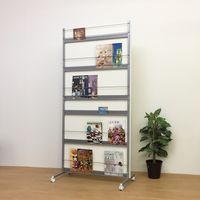 【軒先渡し】日本住器工業 キャスター付き マガジン収納パーテーション PS-900CPM 900×450×1880mm ホワイト 1台（直送品）