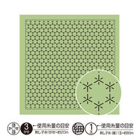 刺し子 花ふきん 布パック 角亀甲つなぎ (うぐいす) H-8019 OHF-H8019 1セット(3枚入)（直送品）