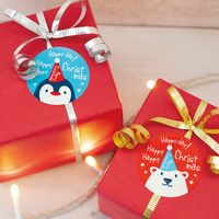 クリスマススノーベアシール-1/シロクマ XMK-1S 1セット（500枚：100枚×5パック）（直送品）