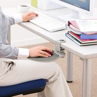 サンワダイレクト マウステーブル（360度回転・クランプ式・ポリエチレン布マウスパッド・ライトグレー） 200-MPD003W 1個（直送品）