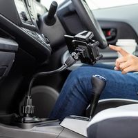 サンワダイレクト スマートフォン用車載ホルダー（ドリンクホルダー・カップホルダー・フレキシブルアーム・ホルダー調整・ワンタッチ取り外し） 1個（直送品）