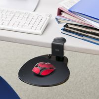 サンワダイレクト マウステーブル（360度回転・クランプ式・硬質プラスチックマウスパッド・ブラック） 200-MPD021BK 1個（直送品）