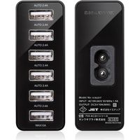 サンワダイレクト かしこいUSB充電器（急速充電、6ポート・10A・50W・黒） 700-AC011BK 1個（直送品）