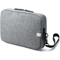 サンワダイレクト ガジェットポーチ（モバイルバッテリー・Wi-Fiルーター・パスポート・iPhone・ケーブル収納・Mサイズ・グレー） 1個（直送品）